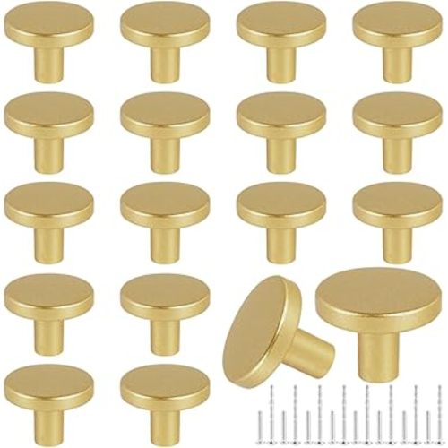 Romeda 12 Piece Drawer Knobs, Gold Cabinet Knobs with Screw, 30mm Drawer Pulls for Dresser, Kitchen, and Cabinet Drawers