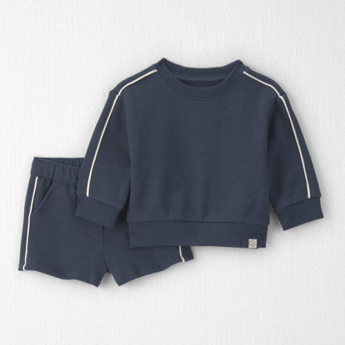 Baby 2-Piece Organic Cotton Pullover & Short Set in Navy | Carter’s Oshkosh Canada