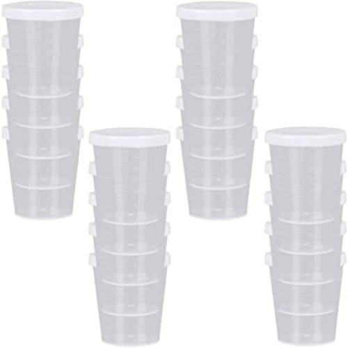 20PCS Plastic Medicine Cups with Lids, 30ML Clear Reusable Graduated Cups Transparent Scale Measuring Cups, Measure Container for Mixed Pills, Liquid Medication
