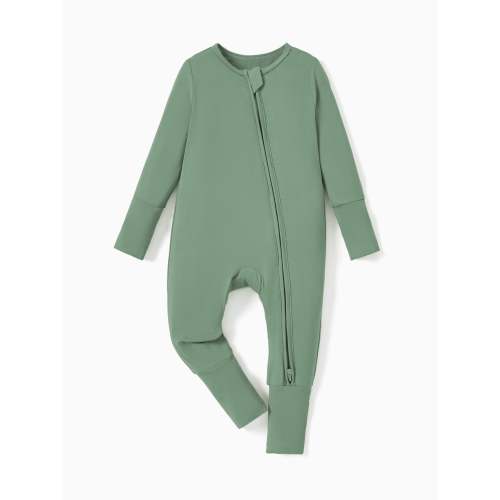 Kids Baby / Girl Bamboo Pajamas With Childlike Print (Snug-Fitting) Dark Green