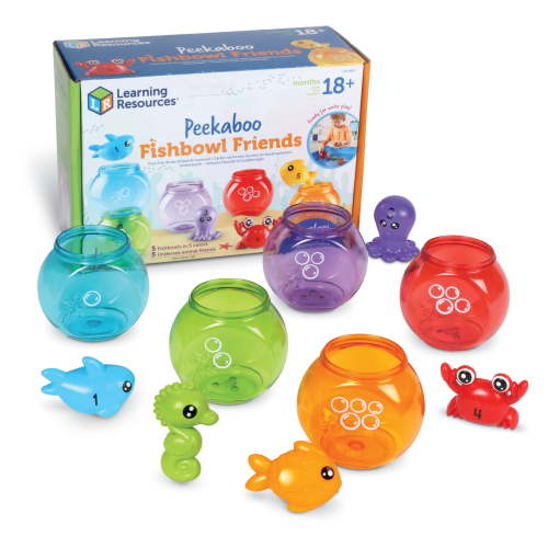 Learning Resources Peekaboo Fishbowl Friends -10 pieces, Learning Toys for Boys and Girls Ages 18 + months, Educational Toys for Toddlers