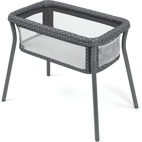 Chicco LullaGo® Anywhere Portable Bassinet, Lightweight, Space-Saving Baby Bassinet with Waterproof Mattress and Fitted Sheet, Travel Bassinet for Baby Includes Carry Bag | Grey Star/Grey