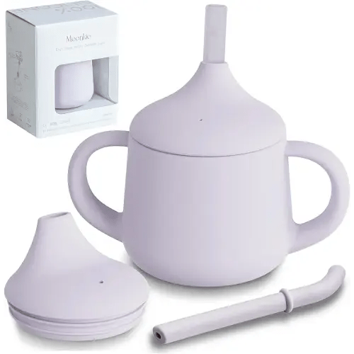 Moonkie Silicone Baby Sippy Cups | 3 Stages Training Cup Straw Cup for Infants Toddlers and Kid | 4 oz 1Pack