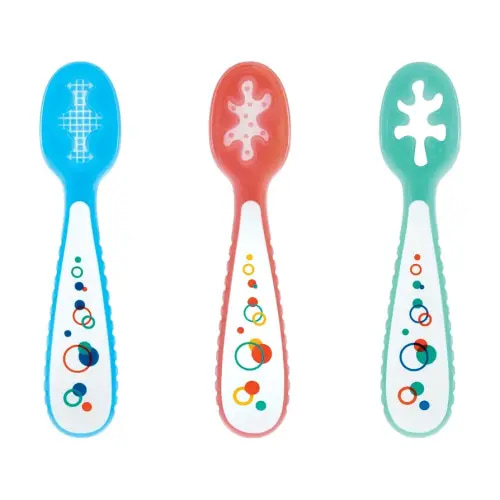 Nuby Baby's First Spoons Set - (3-Pack) Feeding Utensils for Babies - 6+ Months - Bubbles