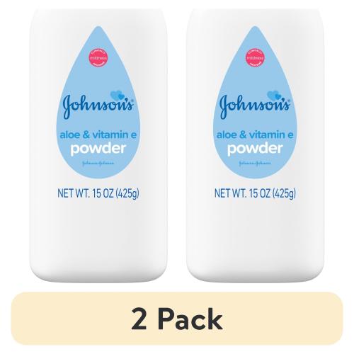 (2 pack) Johnson's Cornstarch Unisex Powder for Baby and Toddler with Aloe & Vitamin E, 15 oz