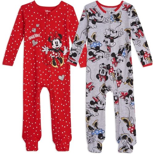 Disney Junior Baby Girls 2 Pack Zip Up Sleep N' Plays Newborn to Infant Sizes (Newborn - 24 Months)