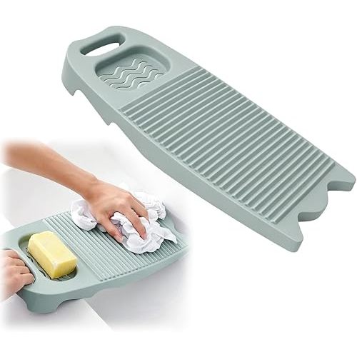 Cansybil Non-Slip Laundry Washing Board, Household Washboard, Hand Wash Board, Manual Wash Clothes Laundry Pad Scrubbing Board for Household(15.7x8.07x1.06inches) (E-Light Blue)