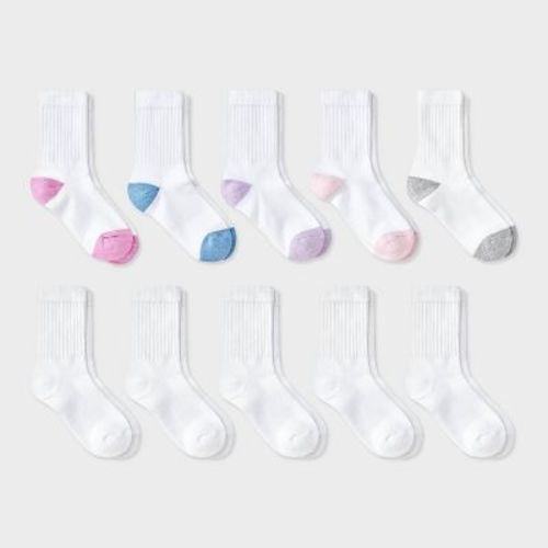 10pk Crew Socks - Cat & Jack™ White