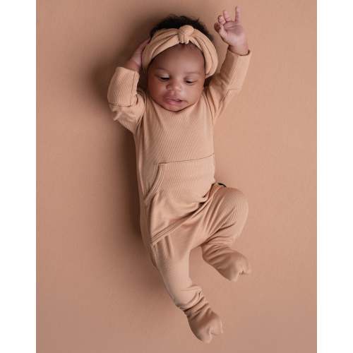 Front Opening Ready Set Romper® in Ribbed Caramel
