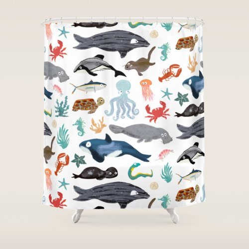 Sea Change: Ocean Animals Shower Curtain by Rocket Boogie Co. | Society6