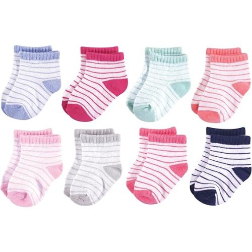 Hudson Baby Baby Girls' Cotton Rich Newborn and Terry Socks
