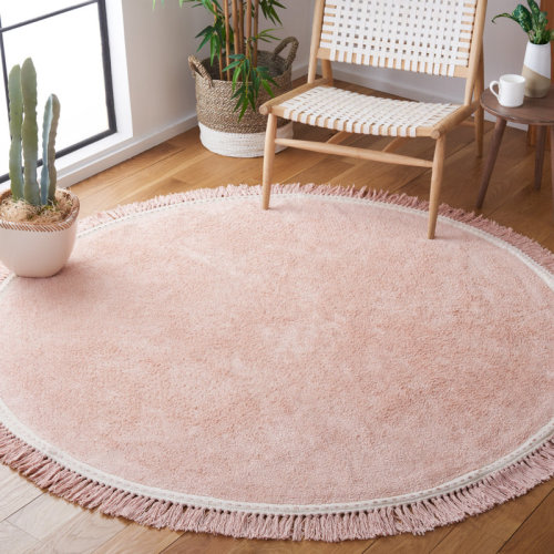 Lark Manor™ Hardrigg Handwoven Cotton Area Rug in Pink/Ivory & Reviews | Wayfair