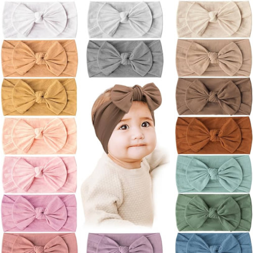 Prohouse 20PCS Baby Nylon Headbands Hairbands Hair Bow Elastics for Baby Girls Newborn Infant Toddlers Kids