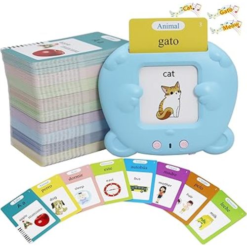 Tarjetas didácticas bilingües de 510 palabras del alfabeto en español e inglés para niños de 3 a 8 años, juguetes de terapia de discurso de bolsillo, juguetes para autismo, juguete educativo