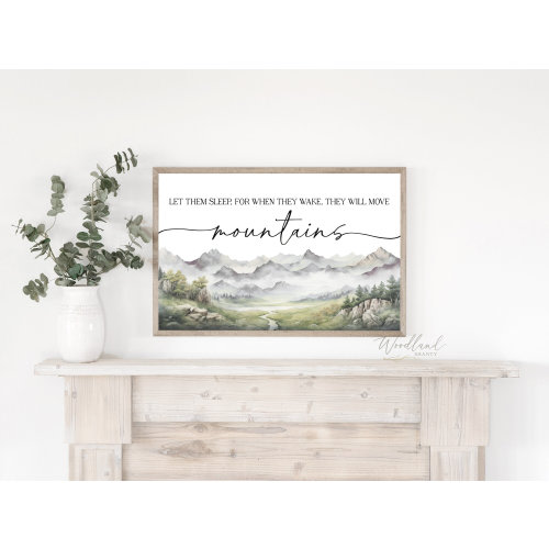 Let Them Sleep For When They Wake They Will Move Mountains, Framed Wall Art Twins Mountain Forest Woodland Themed Nursery Room Decor