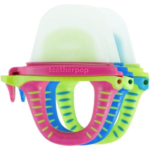 Teetherpop Fillable Freezable Teethers for Babies - Breastmilk Teether with Spill-Proof Sippy Slits – Teething Popsicle for Baby, Liquids & Purées, Cooling Teething Relief Feeder Pacifier - Limon Set