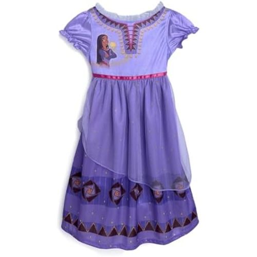 Disney Girls' Princess Dress Nightgown, Fantasy Gown, Soft & Cute Pajamas for Kids