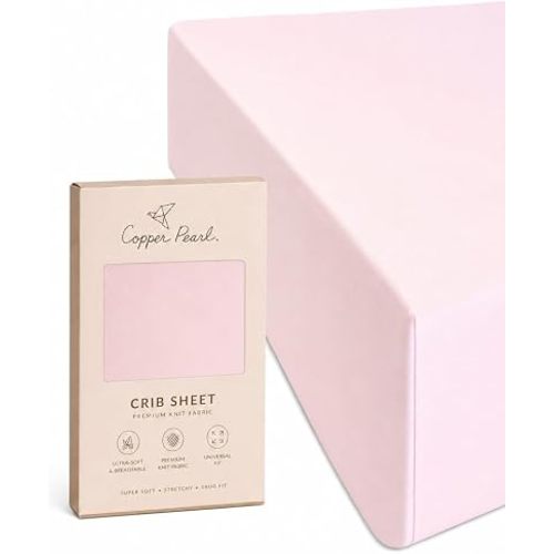 Premium Knit Baby Crib Sheets for Boys and Girls by Copper Pearl: Breathable and Soft, Fitted Crib Sheets for Standard Baby Mattresses, Crib Sheet for Registry or Shower Gift, Blossom