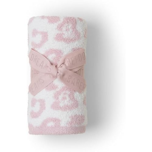 Barefoot Dreams® CozyChic® Baby Blanket, Barefoot in the Wild, Ultra Soft Plush Jacquard Microfiber Cozy Blanket, Lightweight Comfort, One Size, Dusty Rose-Cream