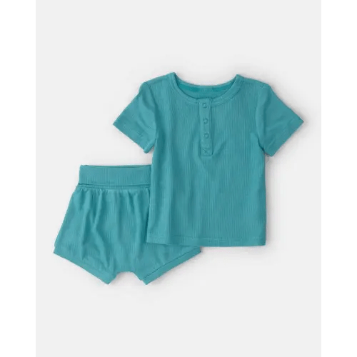 Baby PurelySoft 2-Piece Top & Short Set - Blue | Carter's