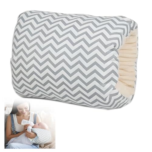 MKXPWMKS Cozy Cradle Pillow, Cozy Cradle Arm Pillow, Baby Nursing Pillow Head Support Pillow for Breastfeeding Bottle Feeding (Light Grey Crown)