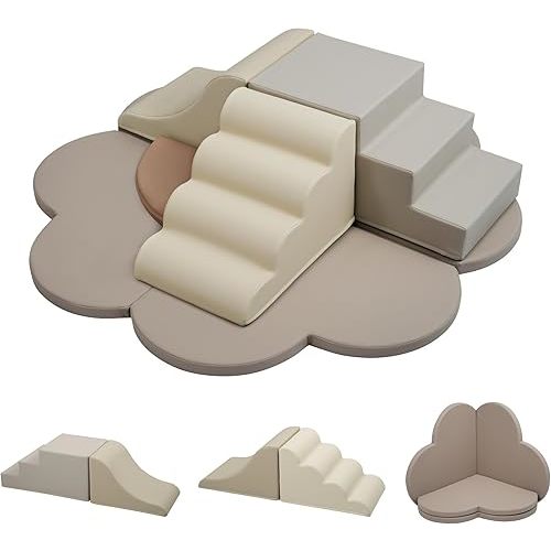 Merax Indoor Climbing Toys for Toddlers, 6-Piece Soft Foam Climbing Blocks Climb & Slide Soft Play Set