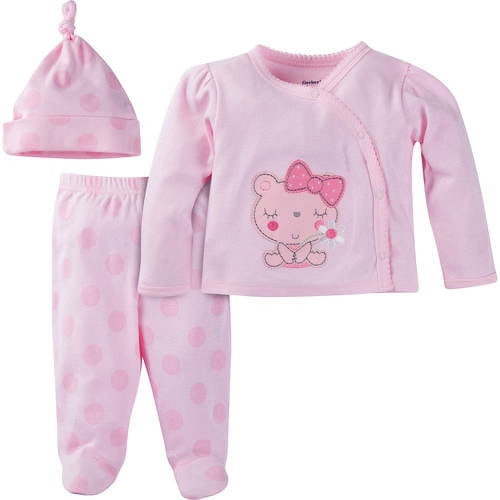Gerber Newborn Baby Girl Take-Me-Home 3-Piece Layette Gift Set