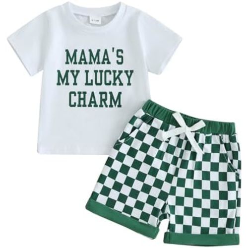wdehow Toddler Baby Boy Summer Clothes Set Letter Print Crew Neck Short Sleeve T-Shirts Elastic Waist Shorts 2Pcs Outfits