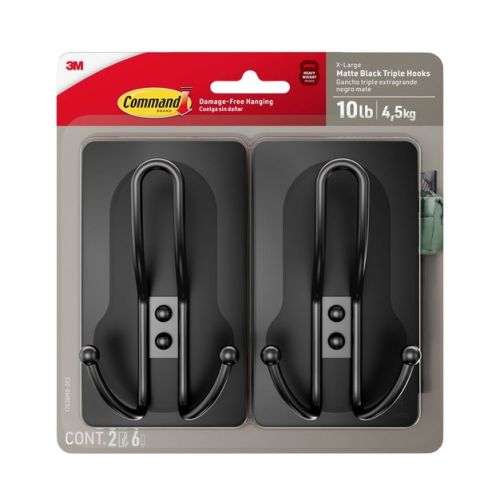 Command 2ct XL Triple Hook - Matte Black