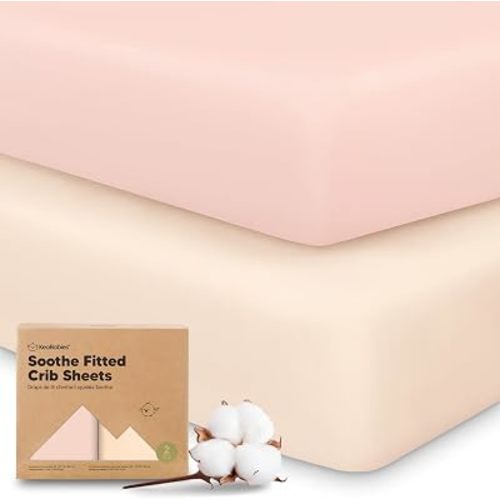 KeaBabies 2pk Organic Cotton Crib Sheets for Boys Girls 52x28, Cameo