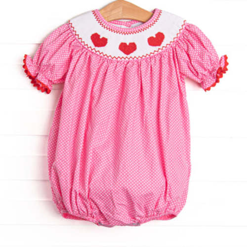 Be Mine Smocked Bubble, Pink – Stitchy Fish