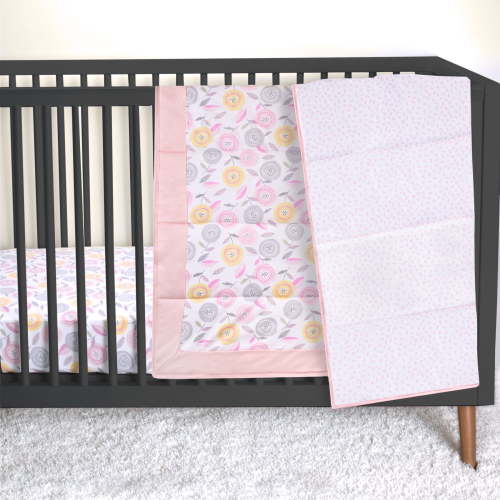 Little Star 100% Organic Cotton 3 Piece Crib Bedding Set - Reversible Comforter and 2 Fitted Sheets