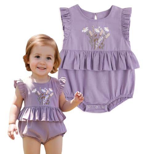Simplee kids Newborn Infant Rompers Baby Girls Summer Ruffle Sleeveless Embroidery Bodysuit Outfits