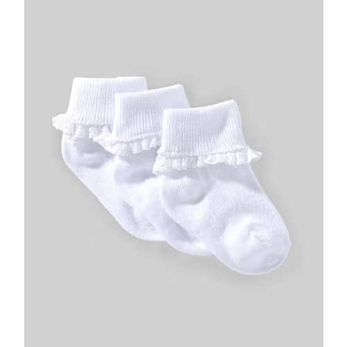 Baby Girls Crochet Lace 3-Pack Socks - Size XS