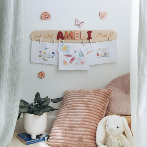 Look What I Made Sign Personalized Art Display For Kids Wall Nursery Decor Custom Birthday Baby Gift Name Puzzle Christmas Gift Toddler Gift