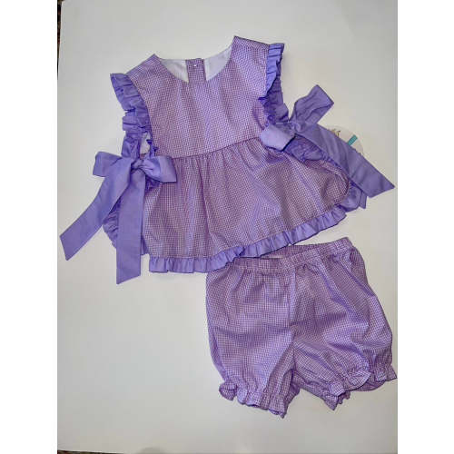 Lavender Gingham Bow Bloomer Set