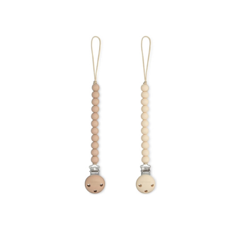 Comfy Cubs Pacifier Clips 2 Pack - 100% Food Grade Silicone Baby Pacifier Clips, BPA & PVC Free - CPSIA Certified, Lightweight and Flexible Baby Gifts - Beige & Light Beige