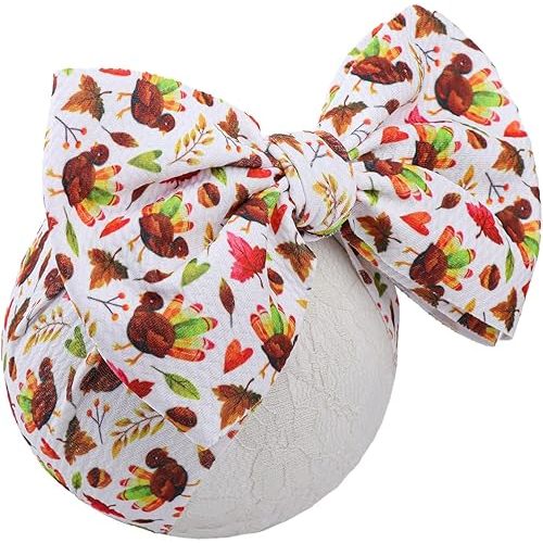 YanJie Hairband - 7" Maple Leaf Turkey Thanksgiving Baby Headbands for Girls Infant Toddlers - Unisex-Babies Hair Accessories