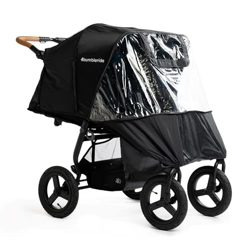 Bumbleride Indie Twin Stroller Rain Cover - PFAS-Free Non-PVC Rain Shield with Side Vents, Roll-Up Front for Easy Access & Magnetic Peek-a-Boo Window