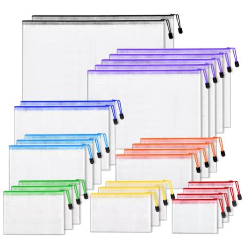 26pcs Mesh Zipper Pouch Bags, 8 Sizes Plastic Zippered Storage Bags for Organizing, Clear Pouches with Zipper, Waterproof Mesh Pouch for Office School Supplies, Home Organize, Travel Storage