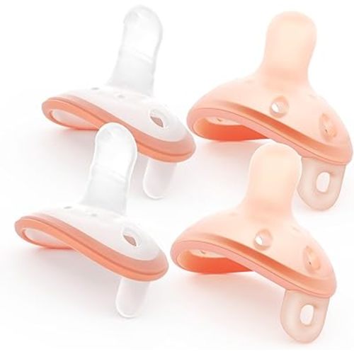 Baby Pacifiers 1-6 Months, Lightweight and Breathable, One-Piece Design, BPA-Free Silicone Pacifier for Babies (4pcs)