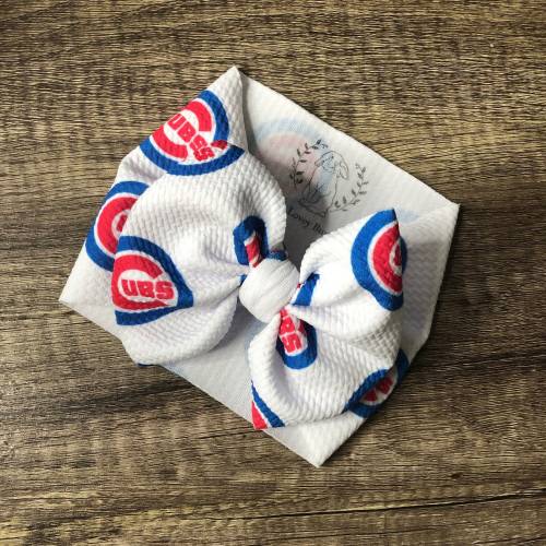 Chicago Cubs bow For baby Girl Bow HeadWraps Nylon Headbands Cubbies Bow Spring Summer Baseball  Opening Day