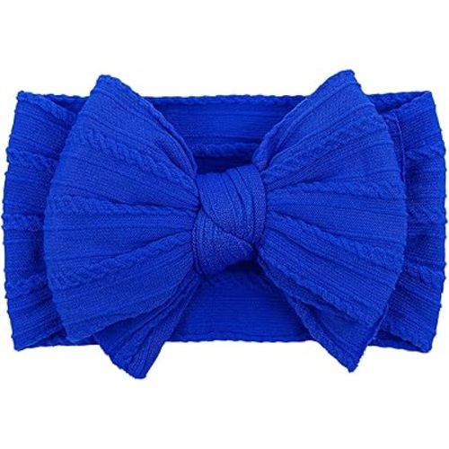 LemonSpace Handmade Fall Baby Girls Bows Soft Stretchy Nylon Hair Bands Hair Accessories Baby headbands with Bows for Newborn Baby Girls Infant Toddlers Kids(Blue)