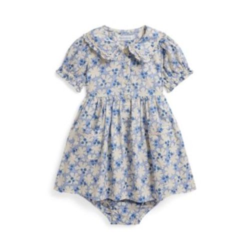 Baby Girls' Blueberry Collared Shirt Dress and Bloomers, 2-Piece Set