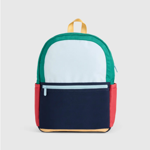 Recycled Double Pocket Backpack - Small in Colorblock