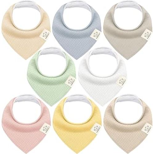 KeaBabies 8-Pack Bandana Bibs for Baby Girls, Boys - Organic Cotton Baby Bibs for Drooling & Teething Newborn, Toddler, Infant 0-36 months, Extra Soft, Absorbent Cloth with Snaps (Dawn/Quin)