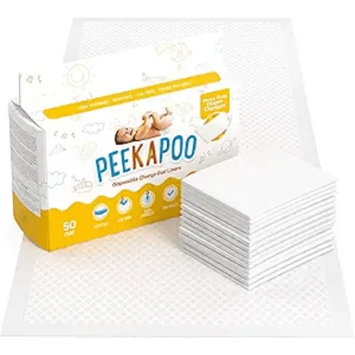 Peekapoo - The Original Disposable Baby Changing Pad Liners – 50 Pack | Super Soft, Waterproof, Ultra Absorbent | Portable, Travel-Friendly, Mess-Free Diaper Changes Anywhere