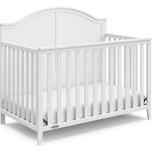 Graco Wilfred 5-in-1 Convertible Crib (White) – GREENGUARD Gold Certified, Converts to Toddler Bed and Full-Size Bed, Fits Standard Full-Size Crib Mattress, Adjustable Mattress Support Base