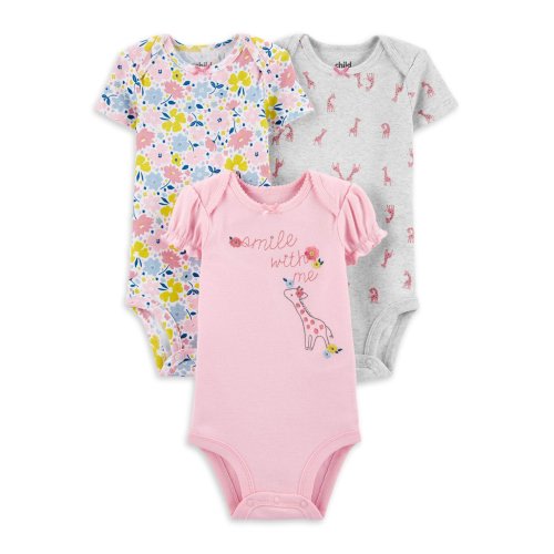 Child of Mine by Carter's Baby Girl Short Sleeve Bodysuits, 3-Pack