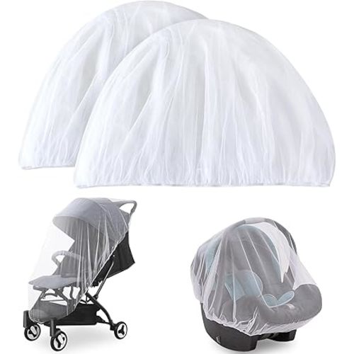 Mosquito Net for Stroller(2 Pack), Baby Mosquito Net for Car Seat, Bassinets, Cradles, Playard, Pack N Plays and Portable Mini Crib, Baby Insect Netting, White